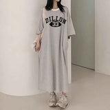 2025 THEMEISLES Manufacturer pure cotton short-sleeved t-shirt skirt medium and long women's summer Korean version loose and thin knee-length skirt casual pure cotton even