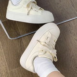 themeisles Women's Thick-Soled White Shoes  Summer New Women's Shoes Niche Casual Sneakers Versatile Student Canvas Shoes Ins Fashion