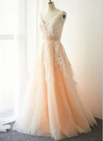 tmallworld Pink Tulle and Applique Elegant Prom Dress , Pink Gowns, Prom Gowns