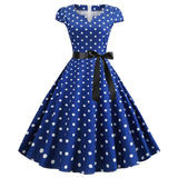 themeisles Women Vintage Dress White Polka Dot Summer Dresses  Pin Up Print Retro 50s 60s Rockabilly Party Sundress Vestidos