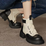 themeisles Winter Women Platform Ankle Chelsea Boots New Mid Heels Shoes Chunky Motorcycle Boots Party Designer Gladiator Pumps