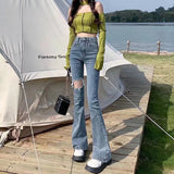 themeisles Women Pant Woman Jeans High Waist Denim Pants Wide Leg Denim Clothing Blue Jeans Vintage Quality  Fashion Straight Pants