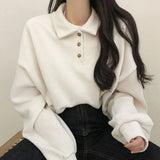 themeisles Spring Summer Autumn Korean Casual Polo T-Shirt Female Pullover Fashion Women Blouse Simple Preppy Style Student Loose Soft