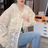 themeisles New Women Summer Tops Cardigan Female Fashion Blouses Lace Blouse Shirt Ladies Long Sleeve Shirts Sun Protection Clothes