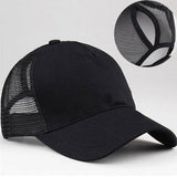 themeisles New Ponytail Baseball Cap Summer Women's Adjustable Black Hat Messy Cap Casual Cotton Girl Snapback Mesh Cap