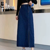 themeisles Denim Skirt   Woman Jeans Skirt Wide Leg Denim Clothing Blue Jeans Vintage Quality  Fashion Straight Pants