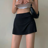 themeisles Tennis Skirt Women High Waist Sexy Girl Tight Bag Hip Short Skirt Summer Sports Culottes split A-line Mini skirt Y2K