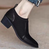 themeisles Autumn New Soft Work Shoes,Women Mid Heels,Stretch,Pointed Toe,Slip On British Style