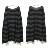 themeisles New Punk Gothic Long Unisex Sweater Summer Women Striped Cool Hollow Out Hole Broken Jumper Loose Rock Thin Dark Streetwear Top