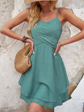 themeisles Sexy Short Dresses For Women Summer Casual Slim Backless Holiday Beach Sundress Fashion Green V Neck A-line New In Dresses