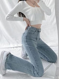 themeisles split jeans women's spring and autumn new high-waisted slim fit slim wide-legged micro-flare mopping pants trendy ins