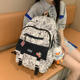 BACK TO COLLEGE  Fashion Waterproof Graffiti Backpack for Teens Student Bookbag Girl Shoolbag Travel Women Mochila College Laptop Bag