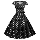 themeisles Women Vintage Dress White Polka Dot Summer Dresses  Pin Up Print Retro 50s 60s Rockabilly Party Sundress Vestidos