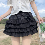 Japanese Style Kawaii Lolita Mini Skirt Women Gothic High Waist Ruffle Tiered Skirts Sweet Girly Summer Harajuku Y2k Short Skirt