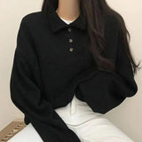 themeisles Spring Summer Autumn Korean Casual Polo T-Shirt Female Pullover Fashion Women Blouse Simple Preppy Style Student Loose Soft