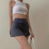 themeisles Tennis Skirt Women High Waist Sexy Girl Tight Bag Hip Short Skirt Summer Sports Culottes split A-line Mini skirt Y2K