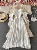 themeisles Summer White Long Dress Women Sexy Off Shoulder Strapless Backless Ruffle Beach Dresses Elegant Ladies Maxi Dresses Vintage Robe