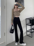 themeisles High-waisted Stretch Tail Flared Jeans Women's Autumn And Winter Slim Straight Tube Lengthened Drape Floor Mopping Pants