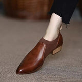 themeisles Autumn New Soft Work Shoes,Women Mid Heels,Stretch,Pointed Toe,Slip On British Style