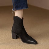 themeisles Autumn Shoes    NEW Fall/Winter Women Shoes Pointed Toe Chunky Heel Boots Genuine Leather Black Boots for Women Fashion Hight Heel Modern Boots