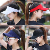 themeisles Summer Sun Hats Men Women Cotton Adjustable Visor UV Protection Top Empty Solid Sport Tennis Golf Running Sunscreen Baseball Cap