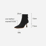 themeisles Autumn Boots    NEW Fall Shoes Women Pointed Toe High Heel Shoes Genuine Leather Shoes Thin Heel Ankle Boots for Women Zipper Modern Boots