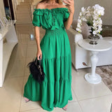 themeisles Summer Boho Red Dress Fashion Short Sleeve Beach Long Dress Casual Loose Elegant Holiday Party Dresses For Women Robe Femme