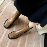 themeisles Autumn Shoes     Autumn Women Boots Square Toe Chunky Heel Boots Split Leather Shoes Women Solid Short Boots for Women Fashion Fall Shoes