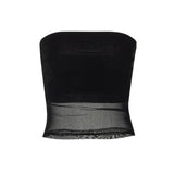 themeisles Mesh Corset Black Y2K Tops Women Transparent Crop Top Stretch Tube Top Sexy Cami Tops Summer Streetwear