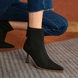 themeisles Autumn Boots    NEW Fall Shoes Women Pointed Toe High Heel Shoes Genuine Leather Shoes Thin Heel Ankle Boots for Women Zipper Modern Boots