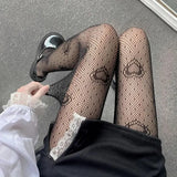 themeisles Heart Flower Mesh Japanese Girl Lolita Ins Tights Stockings White Fishnet Pantyhose Female for Women Summer Legging Stocking