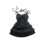 themeisles Summer Autumn Preppy Style Gothic Girls Sexy Sling Dress Balck Pleated Mini Short Plaid Women Sleeveless Large Pendulum Dresses