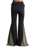 themeisles Women High Split Flare Pants Casual Celestial Sun Moon Cinched Elastic Waist Long Bell Pants Spring Summer