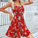 themeisles Sexy Floral Print Short Dress Women Summer Fashion Black Backless Beach Sundress Casual Sleeveless Lace-up New In Dresses