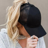 themeisles New Ponytail Baseball Cap Summer Women's Adjustable Black Hat Messy Cap Casual Cotton Girl Snapback Mesh Cap