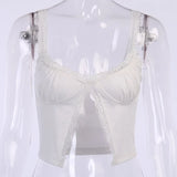 themeisles White Lace Backless Women Sleeveless Tops for Women Clothing Summer Girls Camisoles Lace Cute Cotton Sexy Crop Tops