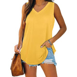 themeisles Womens Tank Tops V Neck Basic Solid Color Casual Flowy Summer Sleeveless