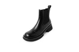 themeisles Autumn Boots     NEW Fall/Winter Shoes Women Split Leather Ankle Boots Round Toe Chunky Shoes for Women Solid Chelsea Boots Leisure Black Boots