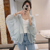 themeisles Jackets Women Batwing Sleeve Soft Fashion Summer All-match Simple Solid Elegant Creativity Sun-proof Ladies Korean Style Retro