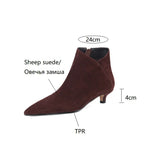 themeisles  fashion inspo    NEW Autumn Women Ankle Boots Sheep Suede Shoes Pointed Toe High Heel Shoes Women Concise Thin Heel Boots for Woman botines mujer