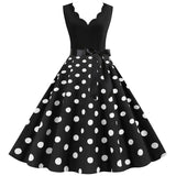 themeisles Womens Retro Summer Dresses Robe Vintage Pinup 1950s 60s Rockabilly Sexy V-Neck Polka Dot Print Party Dress Vestido S-3XL