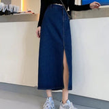 themeisles Denim Skirt   Woman Jeans Skirt Wide Leg Denim Clothing Blue Jeans Vintage Quality  Fashion Straight Pants