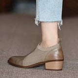 themeisles Autumn New Soft Work Shoes,Women Mid Heels,Stretch,Pointed Toe,Slip On British Style