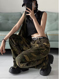 themeisles Loose Splashed Ink Speaker Camouflage Pants Trendy Hip-hop Vintage Versatile Work Clothes Pants Wide Leg Pants Women's Jeans