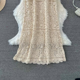 themeisles Bohemian Beach Style Summer Dress Women Crochet Hollow Out Female Dresses Spaghetti Strap Sleeveless Vestidos De Mujer