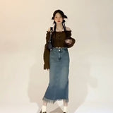 themeisles New Japanese Fashion INS Mid Skirt Art Simple And Lazy Temperament Trend Versatile Natural Waist Skirt For Women