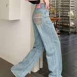 themeisles Baby Blue Loose Straight Jeans Women's High Waist Thin Summer Thin Design Tassel Versatile Wide Leg Pants Trend