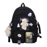 BACK TO SCHOOL  High School Girls Backpack Waterproof Multi Pockets For Teenage Harajuku Kawaii Black Women Cute Mochila SchoolBags