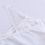 themeisles White Lace Backless Women Sleeveless Tops for Women Clothing Summer Girls Camisoles Lace Cute Cotton Sexy Crop Tops