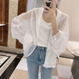 themeisles Jackets Women Batwing Sleeve Soft Fashion Summer All-match Simple Solid Elegant Creativity Sun-proof Ladies Korean Style Retro